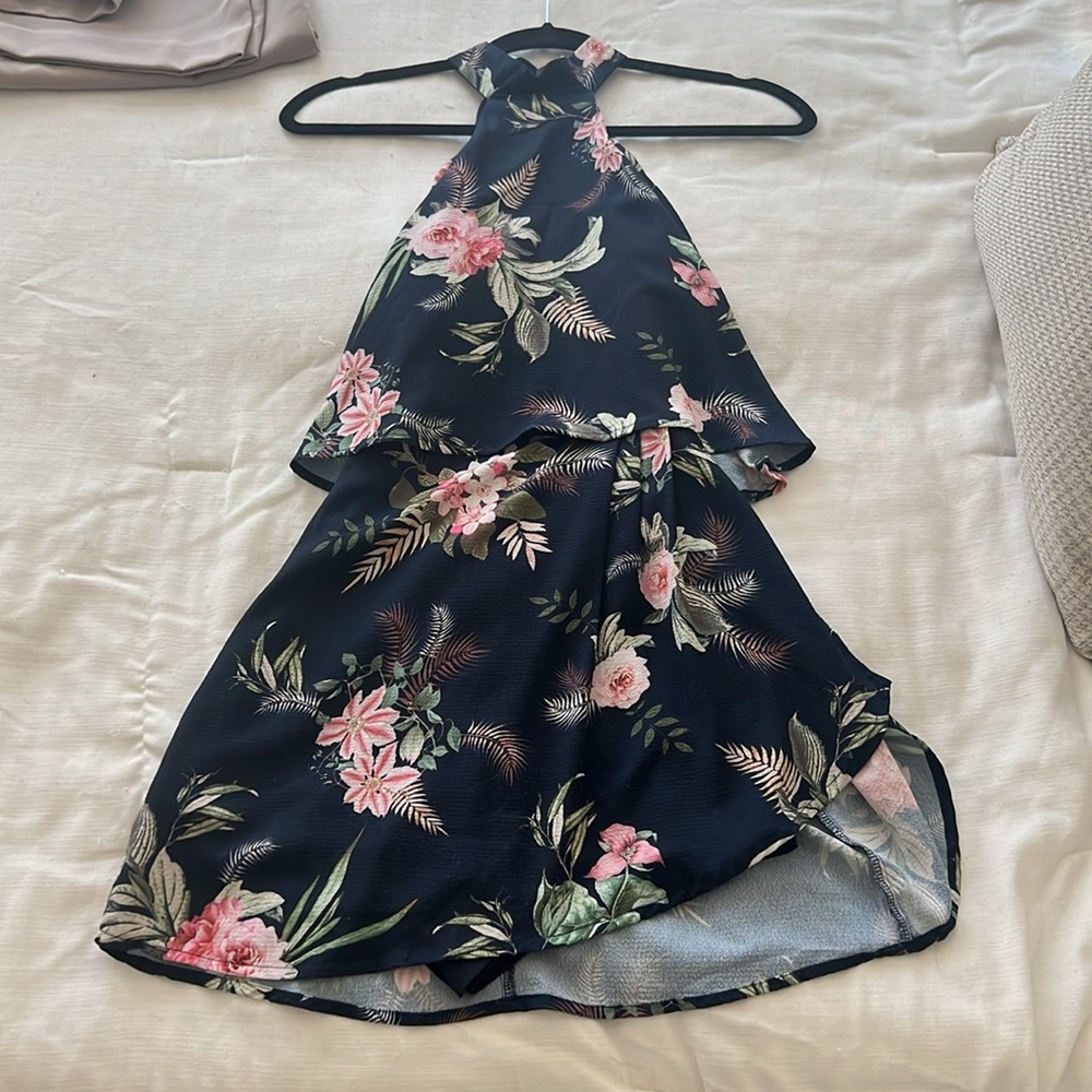 Tropical print dress with built in shorts 🌴